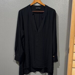 Eloquii Black Long-Sleeve V-Neck Tunic
